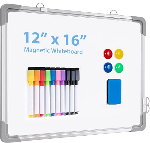 ARCOBIS Magnetisch Whiteboard Klein, Mini A3 Whiteboard 40x30cm Magnettafel Wand HäNgende Doppelseitige Tafel füR Planung, To Do Liste, Schule, Zuhause, BüRo (Weiß)