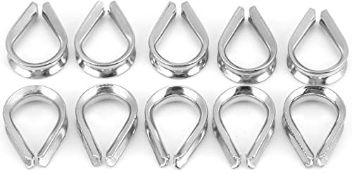 Alomejor Abrazaderas de dedales de 3 mm Cuerda de Alambre Marino Dedales Clip de Manga de Cable de Barco Acero Inoxidable