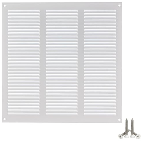 LIRAST 300x300mm Vent Cover White - 12x12 inch Wall Vent Cover with Insect Mesh - Ceiling Soffit Vents - External Vent Cover - Metal Ventilation Grilles - Air Vent Covers for Walls