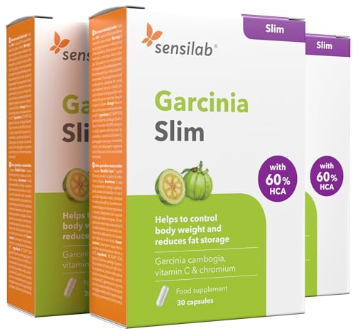 Sensilab Garcinia Slim - 417 mg Garcinia Cambogia (60% HCA) - Mit zusätzlichem Vitamin C, Niacin und Chrom - 90 Kapseln für 90 Tage