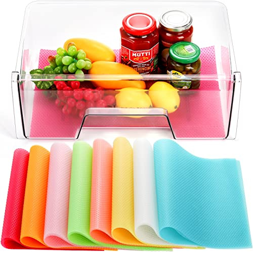 ZOOFOX 24 Pieces Refrigerator Mats, Washable Fridge Liners for Drawer, Colored Kitchen Liners for Glass Shelves, Cupboard, Freezer, Table Mat, Cabinet