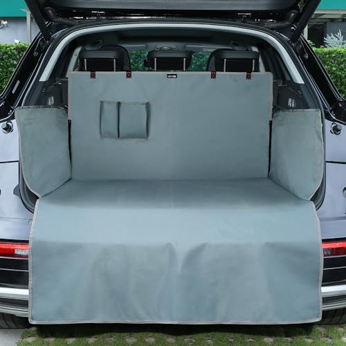 KYG Car Boot Liner Heavy Duty Car Boot Protector Waterproof & Resistant Car Boot Cover with Bumper & Side Protection Universal Protector Mat for Cars, SUVs & Trucks, 184 * 105 * 38cm,Grey