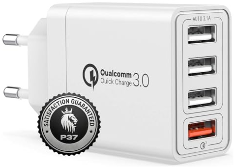 Caricatore USB multiplo. Carica Veloce QC3.0 Adattatore USB 4 Porte Compatibili Con Tutti Cellulari Inclusi Iphones, Samsung, Note, Xiaomi, Huawei