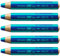 STABILO - Duo Buntstift, Wasserfarbe & Wachsmalkreide - woody 3 in 1 duo - zweifarbige Mine - 5er Pack - ultramarinblau/türkis