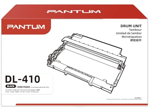 PANTUM DL-410 Unidad de Tambor Original, 12.000 Páginas, Negro | Compatible con P3018DW P3308DW P3300 M6700DW M6800 M7100 M7108DW M7108DN M7200