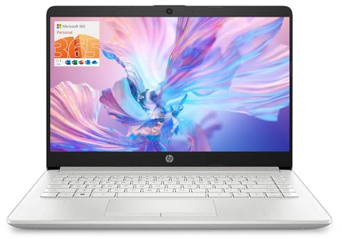 HP Portable Laptop, Student and Business, 14 HD Display, Intel Quad-Core N4120, 16GB DDR4 RAM, 64GB eMMC, 1 Year Office 365, Webcam, RJ-45, HDMI, Wi-Fi, Windows 11 Home, Silver