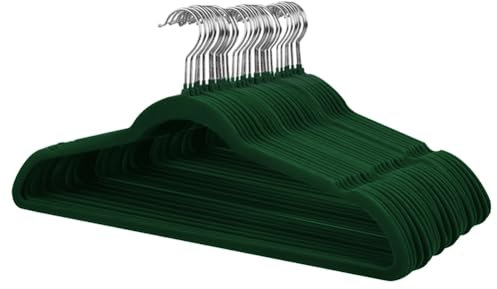 Stormix 36er-Pack Kleiderbügel aus Samt, 17,3 x 8,9 Zoll Kleiderbügel, rutschfeste Kleiderbügel mit Schulterkerben für Erwachsene Dunkelgrün