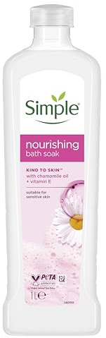 Simple Kind to Skin Nourishing Bath Soak Bath Product with pro-vitamin B5, vitamin E & chamomile oil suitable for sensitive skin 1 L