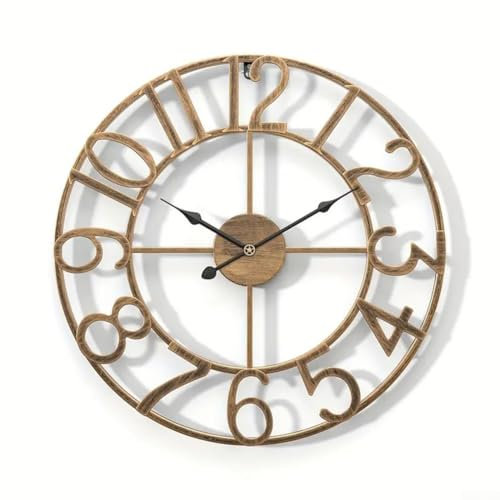 HpLive Reloj de pared de metal vintage de 34 cm/40 cm para exteriores, resistente a la intemperie, para jardín, terraza, piscina, cocina, salón, casa de campo (40 cm A)