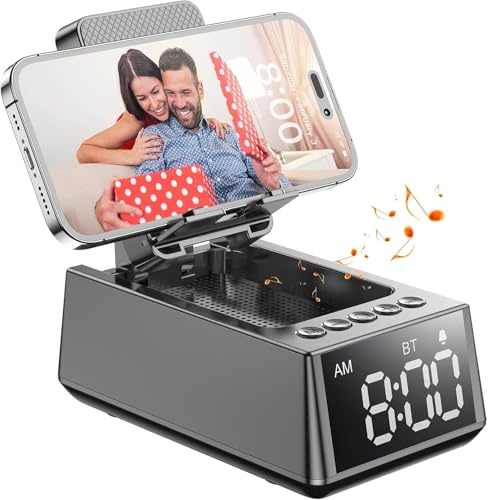 BBL Enceinte Bluetooth sans Fil 3 en 1, Cadeau pour Homme, Gadget pour Homme, avec Support Pliable pour téléphone Portable et Fonction réveil, idéal pour Les Amis et Les Parents
