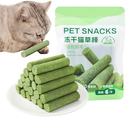 Bastoncini da masticare per gatti, 6 pezzi, bastoncini naturali per gattini indoor, promuove la salute e il benessere digestivo, bastoncini da masticare con gatta a lunga durata