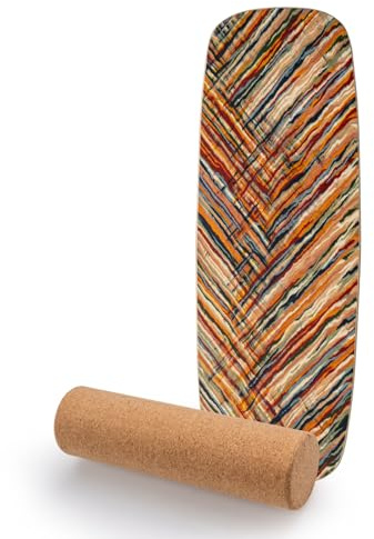 FANTASK Balansbräda med 10 mm korkrulle, balansbräda tillverkad av björkträ, FSC-certifierad, 14 mm balanstränare, maximal belastning 100 kg, wobble board för barn och vuxna
