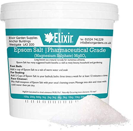 Elixir Gardens Epsom Salt (Pharmaceutical Grade) | Choose from 1kg, 5kg, 15kg, 20kg, 25kg | Supplied in Tub (5kg)