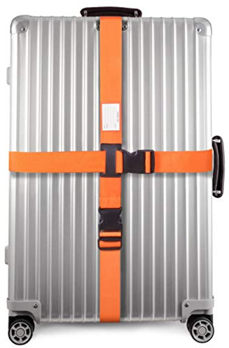 OW-Travel Kofferband Gurt Kreuz Schwerlast Personalisierter Koffergurt Kreuz mit Adressschild. Luggage Strap Gepäckgurt Koffer Gurt Kofferbänder Koffergurte Farbig Koffer Gurt Orange