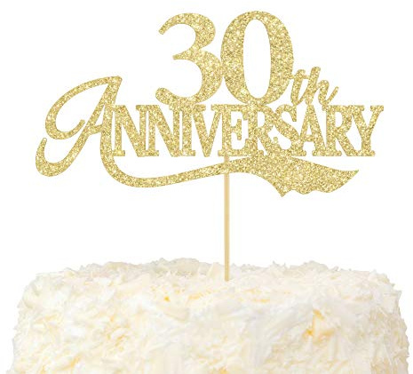 LOVENJOY Topper Per Torta per 30° Anniversario Con Glitter Oro per 30 Anni Di Anniversario Di Matrimonio Festa Decorazione
