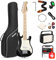 Donner Kit de guitare électrique junior 76,2 cm pour débutant, ST Style Mini guitare premium avec ampli, accordeur, capodastre, sac, sangle, corde, câble (DSJ-100, noir)