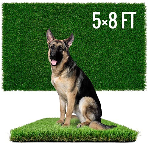 Sunturf Dog Pee Grass, Artificial Grass for Dogs, Fake Grass for Dogs Potty Training, Extra Large Dog Pads 5x8ft , Housebreaking Supplies, Indoor Outdoor Turf Grass, Washable Reusable
