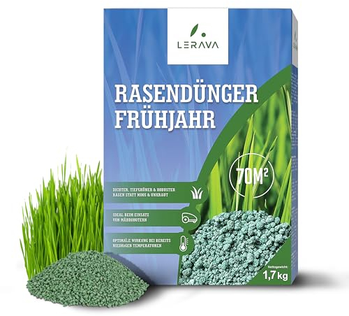 LERAVA Concime Prato Primavera (200m²) - Fertilizzante per Prato Verde e Rigoglioso - Concime Azotato Antimuschio a Lenta Cessione - Rigenerazione e Nutrizione del Tappeto Erboso per Tutta la Stagione
