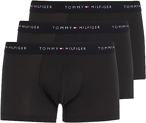 Tommy Hilfiger Uomo Pantaloncini Boxer Confezione da 3 con Fascia con Logo, Nero (Black/Black/Black), M