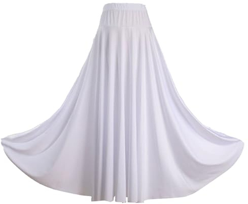 Freebily Lång kjol för kvinnor swing stor bukdans kjol Swing Flamenco Balkjol Praktisk Hall Ball Professionella Kläder Swing Carnival Kostym, Vit, 6XL