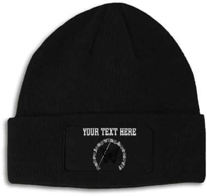 Custom Patch Beanie Zebra Longwing Butterfly Winter Hats Acrylic Skull Cap Hats for Men & Women 1 Size Black Personalized Text Here
