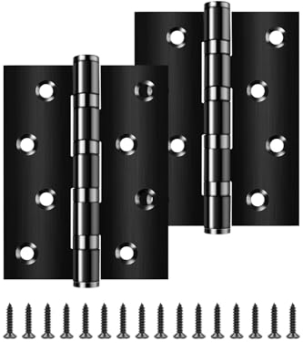 2 Stück Schwerlast Kugellagerscharniere 10cm, Bolatus Türscharnier Schwarz Edelstahl Scharniere Scharnier mit 8 Löchern für Massive Türen Gartentor Innen Außen (100x76x13 mm)