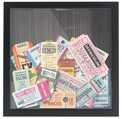 Hodeframe Caja de sombra para billetes con ranura en la parte superior, marco de madera y vidrio real, listo para colgar, caja de recuerdos, pines, premios, medallas, bodas y fotos, color negro, 20 x