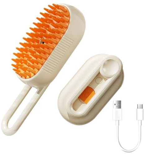 DistriPet Cepillo Gato Vapor, Cepillo para Perros 3 en 1 Limpieza, Masaje y Cepillado. Peine autolimpiable y eléctrico de aseo para Mascotas de Pelo Largo o Corto.