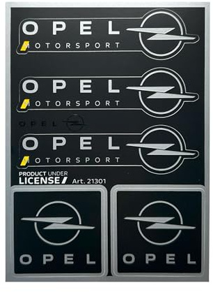 4R Quattroerre.it Aufkleber-Set, offizielles Lizenzprodukt, hergestellt für Opel Motorsport, Logo Schwarz und Chrom, 94 x 131 mm (5 Aufkleber)