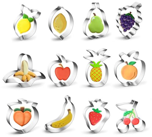 KASESSS 12 Pezzi Formine per Biscotti, Stampi per Biscotti Forma di Frutta, Stampi Biscotti Inossidabile, Formine Biscotti, Stampini per Biscotti, Tagliabiscotti Accessori per Decorazioni Festive