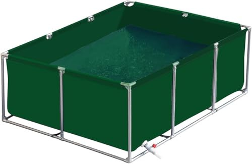 Bassin PréFormé avec Vanne de Vidage,Aquarium Piscine avec Support,Réservoir d'eau d'aquaculture,pour Poissons Rouges, Carpes, Koïs, Noir,Vert,3 * 3 * 0.8m