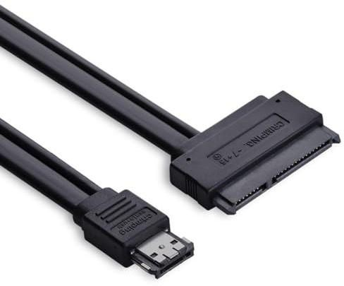 AYMBH 50cm Dual Power eSATAp to SATA Cable – 12V & 5V eSATA USB 2.0 Combo Adapter to 22-Pin SATA (7+15) for 2.5 & 3.5 HDD – External Hard Drive Power & Data Transfer Cord