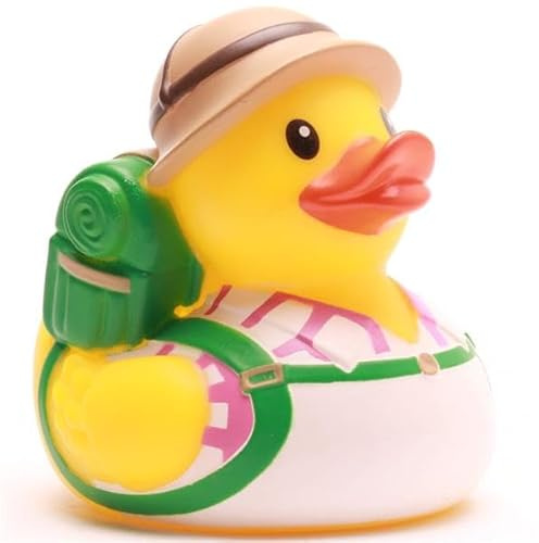 Duckshop I Badeente Wanderer I Quietscheente I Quietscheentchen L: 8,5 cm I Geschenk für Naturliebhaber I Präsent für Sammler