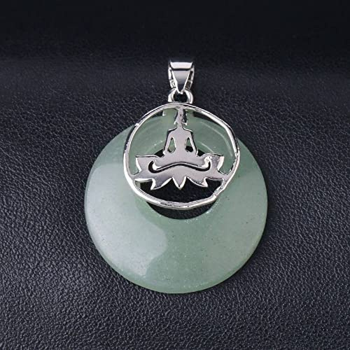 Collana con Ciondolo in Pietra Naturale per Donna, Posa di Loto Naturale Fatta a Mano Yoga avventurina Decorazione collane di Pietre preziose Chakra Lady Gioielli Presenti Donne