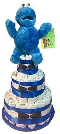 Gâteau à couches DODOT Barrio Sésamo Monstre des biscuits (Taille 3 (4-9 kg) par MomentosGourmet Ajoutez votre dévouement personnalisé Cadeau pour bébé très pratique Panier Canastilla nouveau-né.