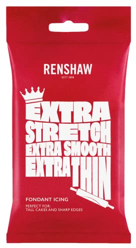 Renshaw White Extra Stretch, Smooth & Thin Fondant Icing, 1 kg (Pack of 1) - Ready to Roll Icing for Cakes