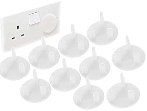 DECK INN Pack of 10 Baby Home Safety Covers UK Plug Socket Covers Child Proof White Plastic Socket Covers Electrical Outlet Socket Protectors Perfect for Children Safety at Home and School