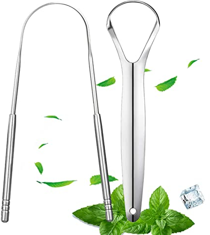 SHUBEIEUMI Zungenreiniger, 2 Stück Zungenreiniger aus Edelstahl, Förderung der Mundgesundheit, Frischer Atem in Sekunden für Erwachsene