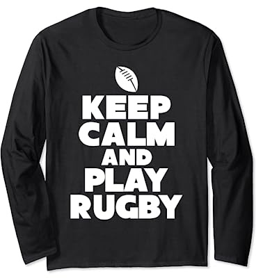 Maglietta da rugby con scritta Keep Calm And Play (lingua italiana non garantita) Maglia a Manica