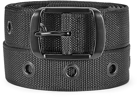 Bluecton Nietengürtel Herren Gürtel Männer Stoffgürtel Schwarz Übergröße 130CM