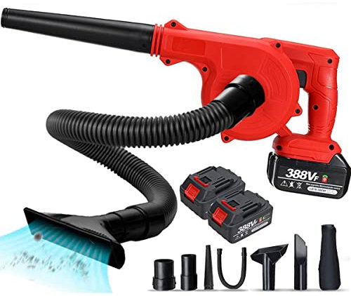 Soffiatori e aspirafoglie elettrici 2 in 1, soffiatore da Giardino Leggero con 2 batterie da 21 V e Caricabatterie, Testina di Lavoro Multipla, per la Pulizia di Neve/Patio/terrazza/Giardino/spolver