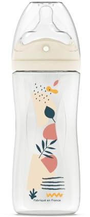 DODIE Biberon Tétine multi-perforée anti-coliques - 330ml - ROSE - 6+ mois - tétine biomimétisme débit 3