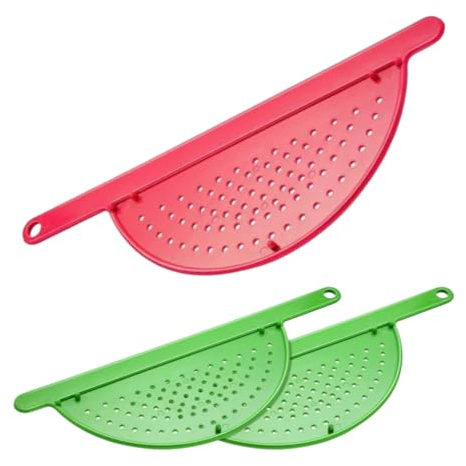 Lot de 3 égouttoirs à main en plastique - Passoire latérale en plastique - Égouttoir à pâtes, casseroles et poêles - Égouttoir anti-déversement pour nouilles, pâtes, fruits, légumes