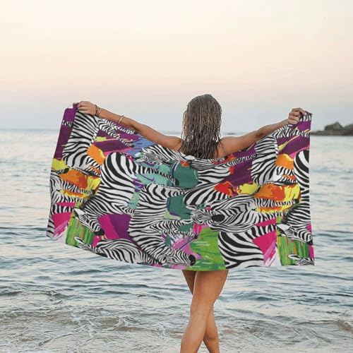 Apbdffjnf Badetuch mit Zebramuster, schnell trocknend, super saugfähig, Mikrofaser-Handtücher für Reisen, Strand, Fitnessstudio, 70 x 140 cm
