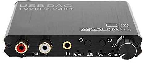 Convertitore di Alta qualità con Regolazione dei Bassi, Eliminazione del Rumore e Manopola di Controllo del Volume, Convertitore Digitale-analogico da 192 KHz 24 Bit per gli