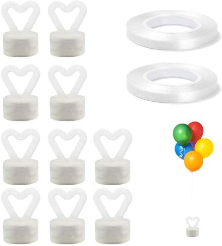 Reusable Heart Shaped Balloon Weights Set with Ribbon, 10 Pieces Magnetic Balloon Holders for Helium Balloons - Ideal for Birthday Party, Wedding, and Event Decorations