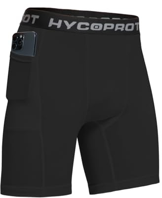 HYCOPROT 1 or 3 Piezas Mallas Cortos Running con Bolsillos Hombre, Pantalones Cortos de Gimnasio Transpirable y Secado Rápido, Compresión Básica Hombre para Correr (Negro, M)