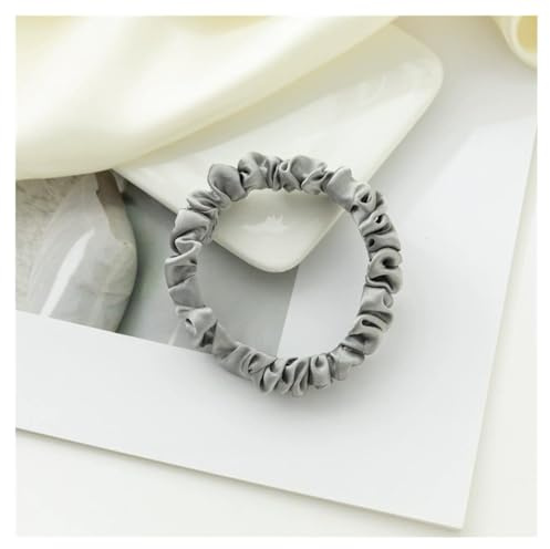 AMateschitz Fascia elastica per capelli da donna, tinta unita, in seta, 100% pura seta di gelso, per donna, ragazza, donna, donna, donna, grigio, #2, larghezza 1 cm