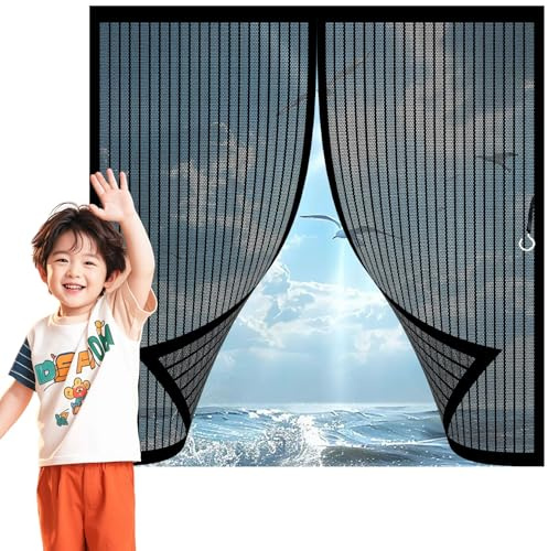 Magnétique Moustiquaire pour Fenêtre 66 x 65 cm Anti Insecte Mouche Moustique, Personnalisable Rideaux Toile Insect Ecran Maintient L'Air Frais à L'Intérieur, pour Fenetre Porte, Noir