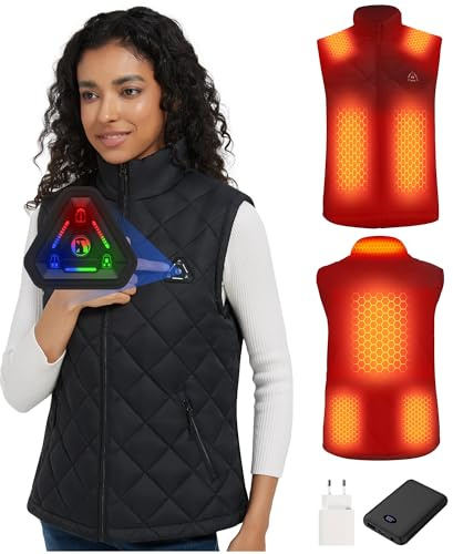 CYCYHEAT Gilet Chauffant pour Hommes et Femmes avec Batterie 7,4V 10000mAh et Commande 4-en-1 – Léger et Rembourré avec Chauffage en Fibre de Carbone pour Extérieur et Usage Quotidien
